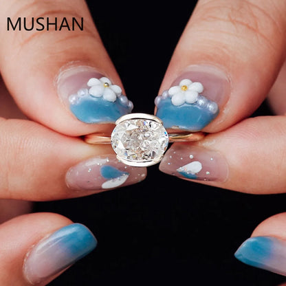 MUSHAN Luxury Custom Designer 14K 18K Gold Rings Band Jewelry Moissanite Diamond Bridal Party Wedding Ring Jewelry For Women