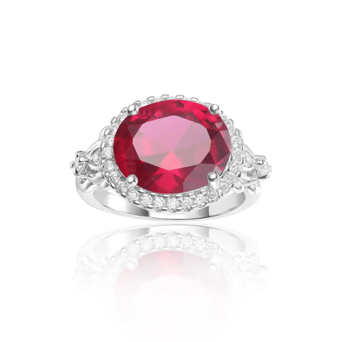 MUSHAN Custom Jewelry 925 Sterling Silver Ring Lab Red Ruby Cushion Daily Ring for Women 18K Gold Plated GRC Certificate Rings