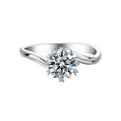 Bague MuShan en argent sterling 925 avec moissanite ronde, bague minimaliste pour elle, plaquée or 18 carats, bague brevetée MST