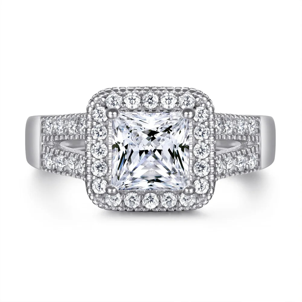 MuShan Jewelry 925 Sterling Silver Timeless Engagement Ring 7A Cubic Zirconia Valentine Rings Bands Rings Bands  Women Gift