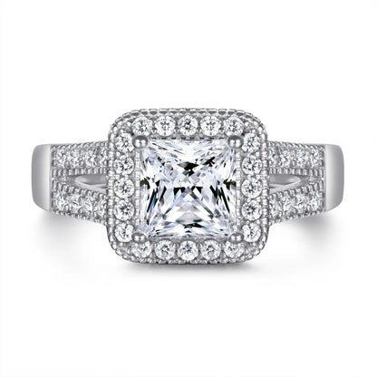 MuShan Jewelry 925 Sterling Silver Timeless Engagement Ring 7A Cubic Zirconia Valentine Rings Bands Rings Bands  Women Gift