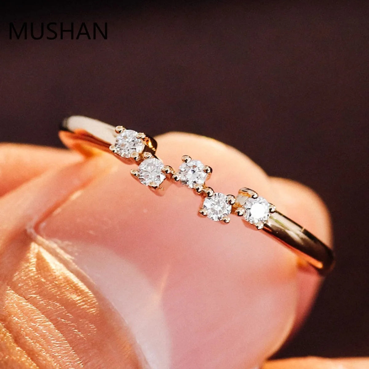 MUSHAN Luxury Custom 14K 18K Gold Rings Band Jewelry With Moissanite Diamond Lab Grown Gemstones Diamond Wedding Ring For Women