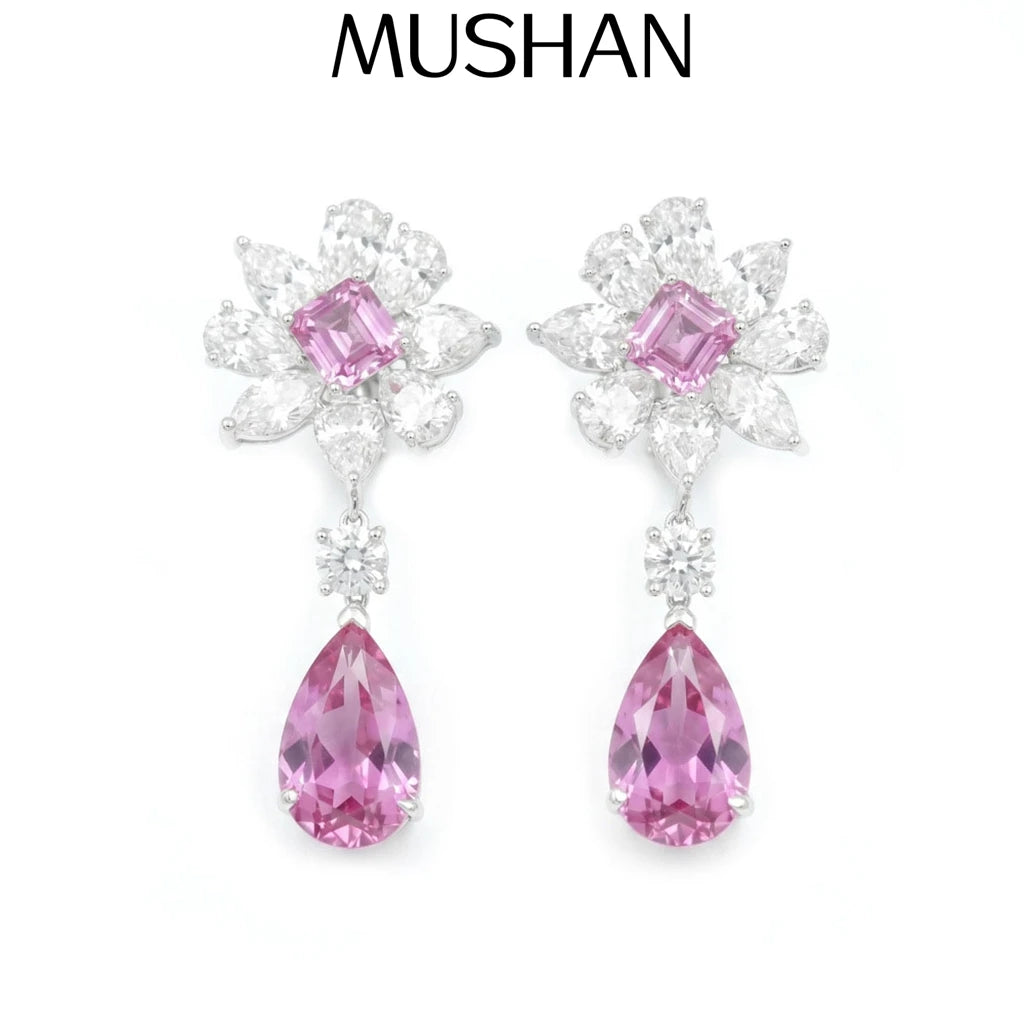 MuShan Jewelry 925 Sterling Silver Earring HCD Gemstones Designer HCD Diamond Women 925 Sterling Silver Earring Accessories