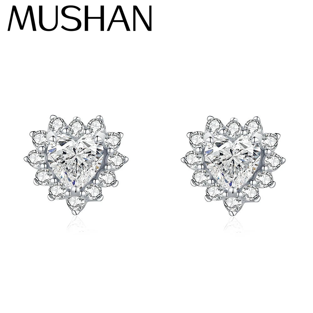 MuShan Luxury Jewelry 925 Sterling Silver Earrings Drop 1CT Moissanite Christmas 18K Gold Plated Women MST Patent Earring Drop