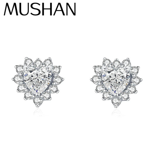 MuShan Luxury Jewelry 925 Sterling Silver Earrings Drop 1CT Moissanite Christmas 18K Gold Plated Women MST Patent Earring Drop