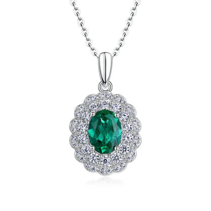 MUSHAN Luxury Jewelry 925 Sterling Silver Chain Pendant Necklace Lab Grown Emerald Ruby Gemstones Necklaces Pendants GRC Jewelry