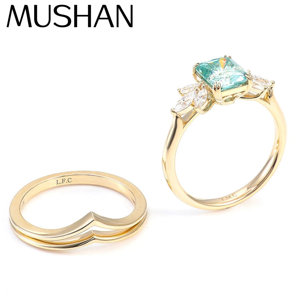 MUSHAN Joyería a medida, anillo de compromiso con diamante de moissanita raro de 2 quilates, banda de platino PT950, oro de 10K, 14K, 18K, joyería para mujer, anillos de boda