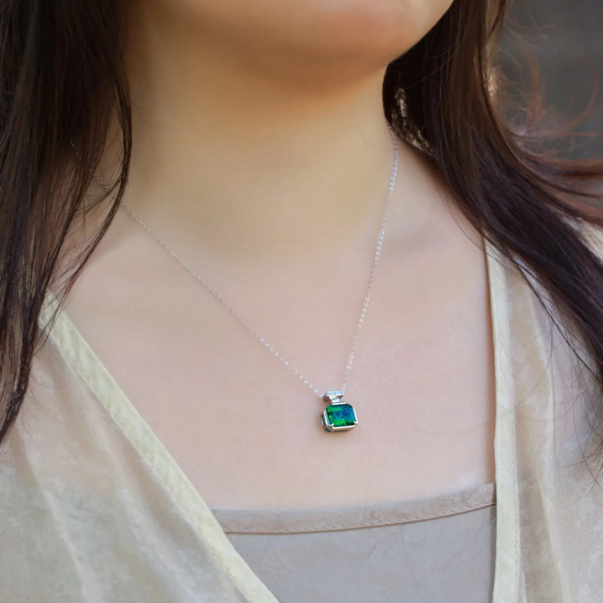 MUSHAN Luxury Jewelry 925 Sterling Silver Chain Pendant Necklace Lab Grown Emerald Ruby Gemstones Necklaces Pendants GRC Jewelry