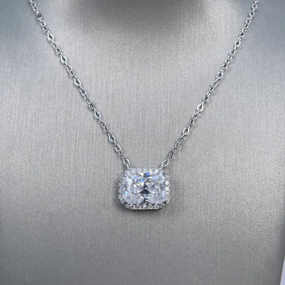 MuShan Designer Jewelry 925 Sterling Silver Rope Chain Cushion Moissanite Ladies 18K Real Gold Plated MST Patent Easter Necklace