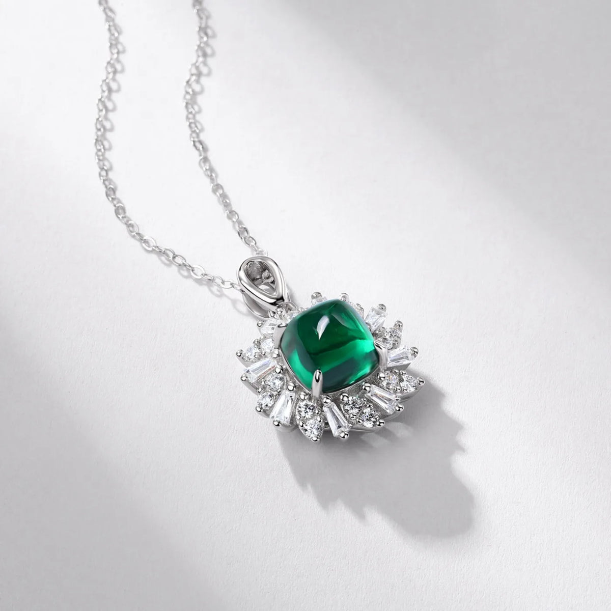 MUSHAN Luxury Jewelry 925 Sterling Silver Chain Pendant Necklace Lab Grown Emerald Ruby Gemstones Necklaces Pendants GRC Jewelry