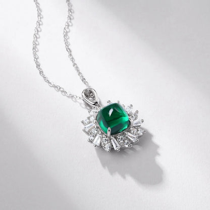 MUSHAN Luxury Jewelry 925 Sterling Silver Chain Pendant Necklace Lab Grown Emerald Ruby Gemstones Necklaces Pendants GRC Jewelry