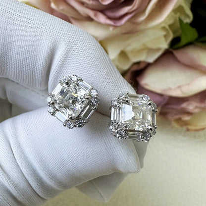 MUSHAN Brand Jewelry 1 Carat 6*6mm Square Aschemosam Diamond Stud Earrings For Women S925 Pure Silver Jewelry