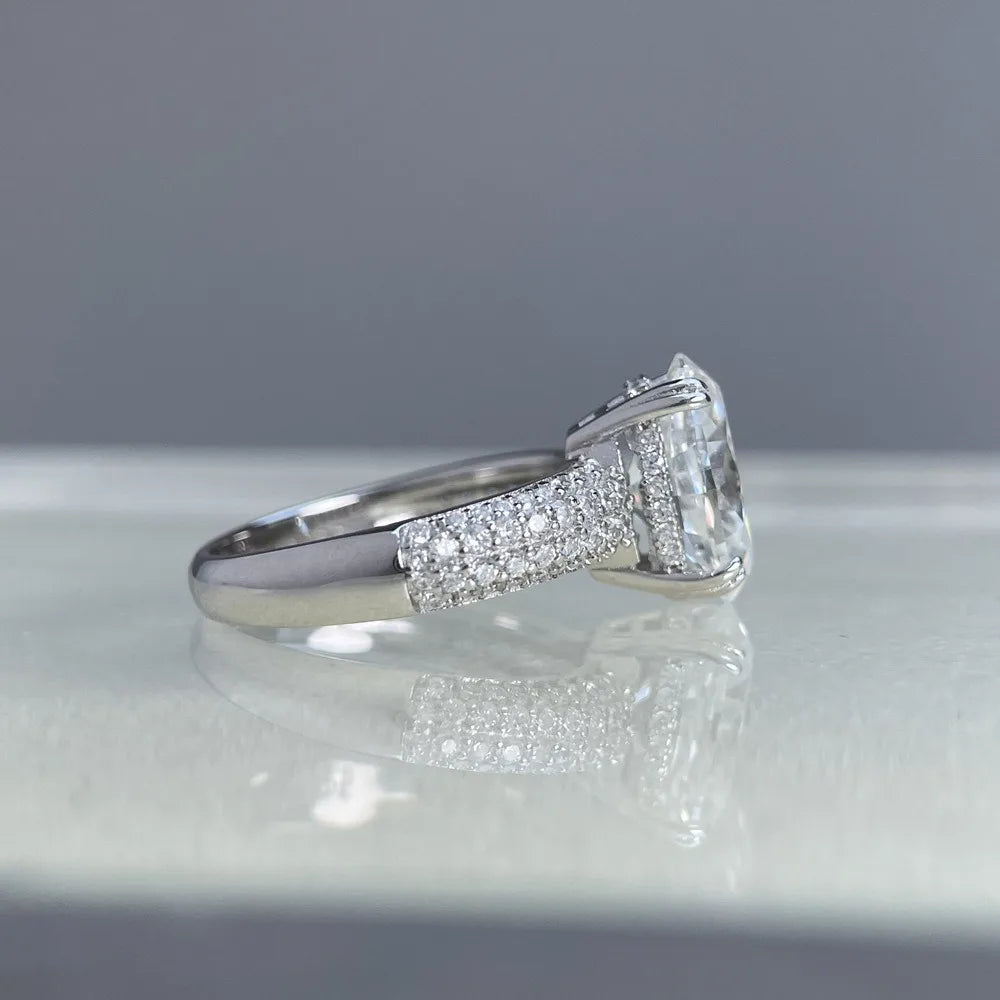 MUSHAN Luxury Jewelry 925 Sterling Silver Ring Band Women GRA Certificated Moissanite Diamond Emerald D Color Rings Fine Jewelry