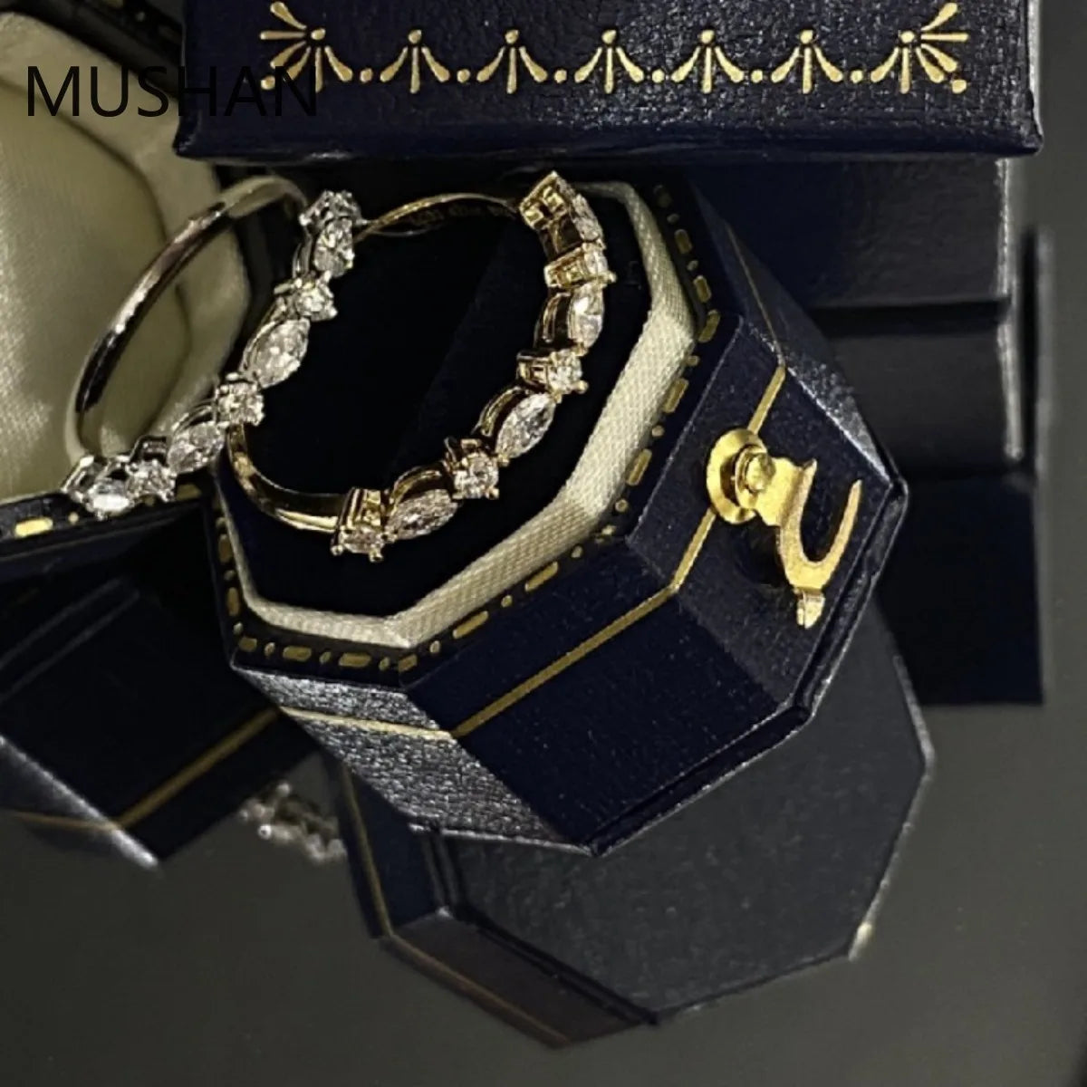 MUSHAN Luxury Custom 14K 18K Gold Rings Band Jewelry With Moissanite Diamond Lab Grown Gemstones Diamond Wedding Ring For Women