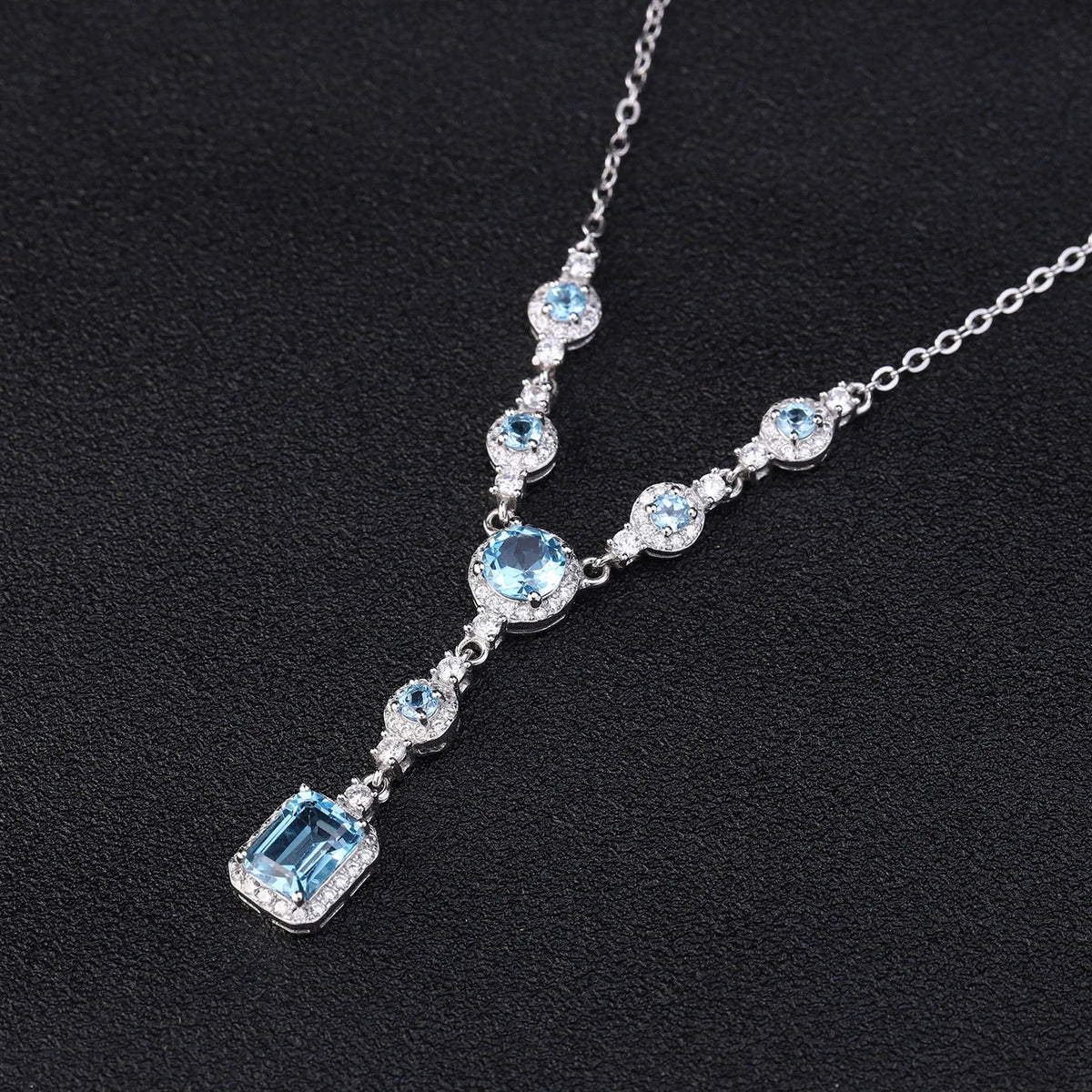 MUSHAN Bespoke Jewelry 925 Sterling Silver Necklace Lab Blue Ruby Cushion Evening Wear for Women 18K Gold Plated Anniversary