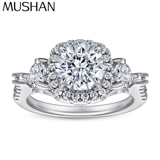 Bague de fiançailles MuShan Jewelry en argent sterling 925, anneau orné de zircone cubique 5A, cadeau délicat pour femme pour la Saint-Valentin ou un anniversaire