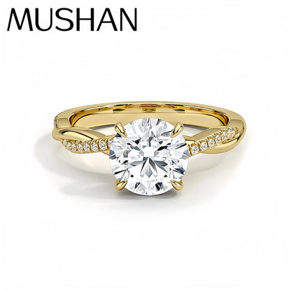 Anillo de plata de ley 925 MuShan Luxury Jewelry, anillo de aniversario con moissanita color D para mujer, bañado en oro de 18 quilates, anillos con patente MST