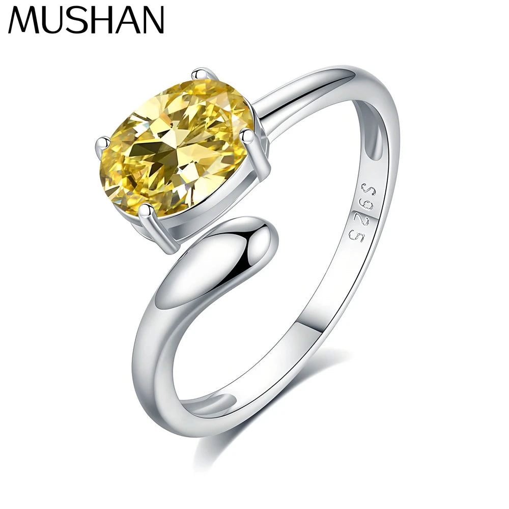 MuShan Jewelry 925 Sterling Silver Ring Wedding Band HCD Gemstones Bachelorette Gift Romantic Style Women Rings Fine Jewelry