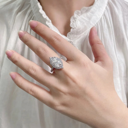 Anillo de joyería de lujo MUSHAN de plata de ley 925 para mujer, anillo de diamante de moissanita con certificado GRA, color esmeralda D, joyería fina