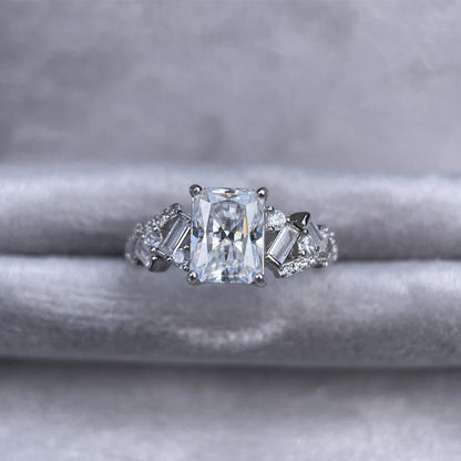 Anillo de lujo MuShan de plata de ley 925, anillo de lujo con diamante de moissanita para mujer, baño de oro real de 18K, anillos finos con patente MST