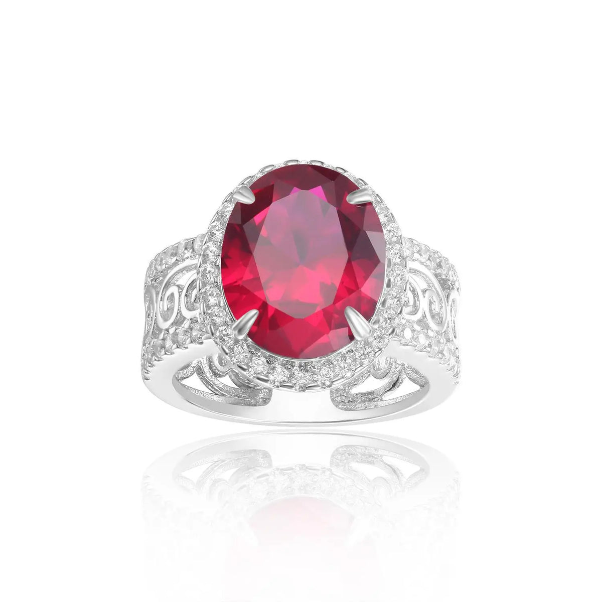 MUSHAN Custom Jewelry 925 Sterling Silver Ring Lab Red Ruby Cushion Daily Ring for Women 18K Gold Plated GRC Certificate Rings