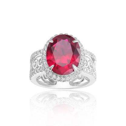 MUSHAN Custom Jewelry 925 Sterling Silver Ring Lab Red Ruby Cushion Daily Ring for Women 18K Gold Plated GRC Certificate Rings