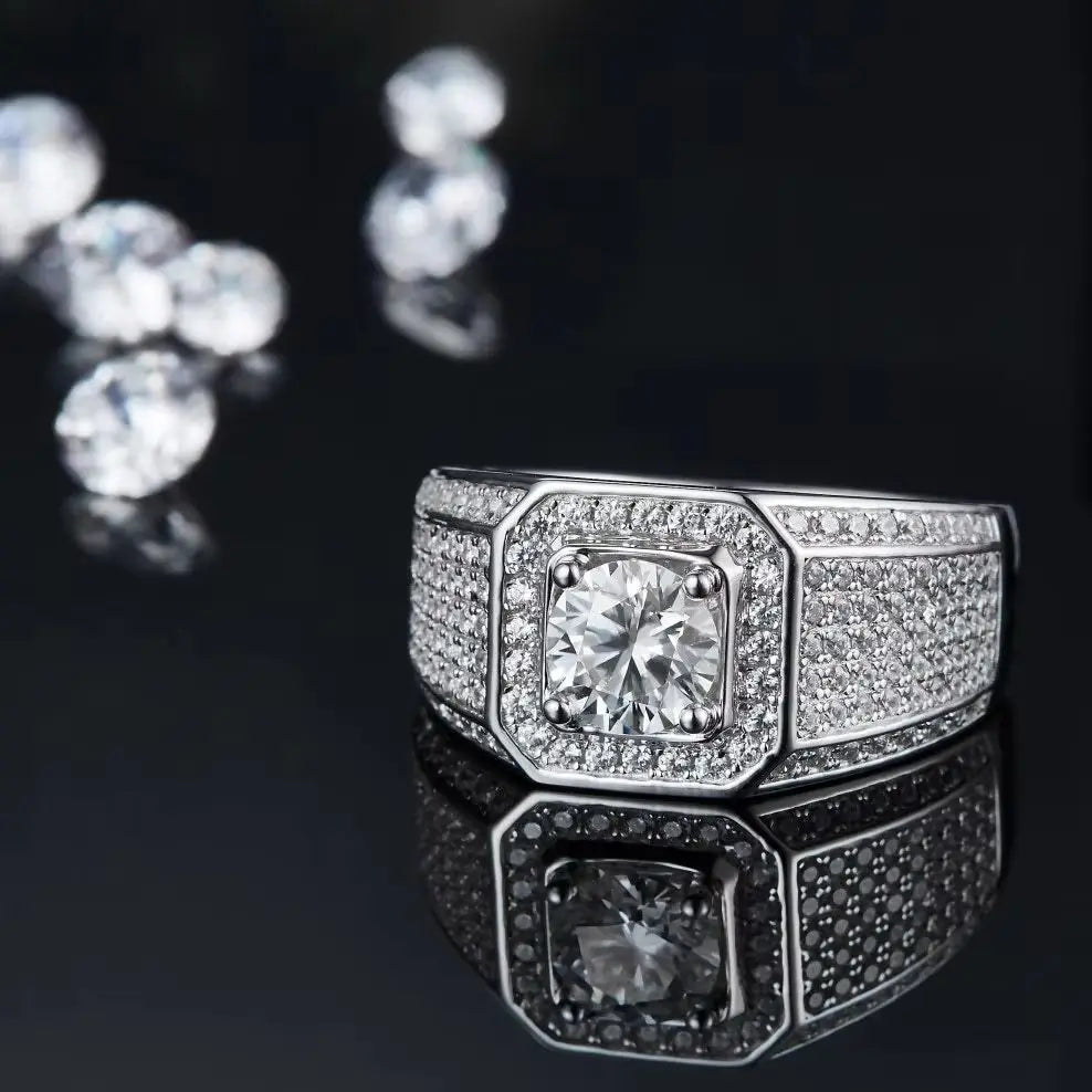 MuShan Designer Jewelry 925 Sterling Silver Ring D Color Moissanite Chic Ring for Friend 18K Real Gold Plated MST Patent Rings