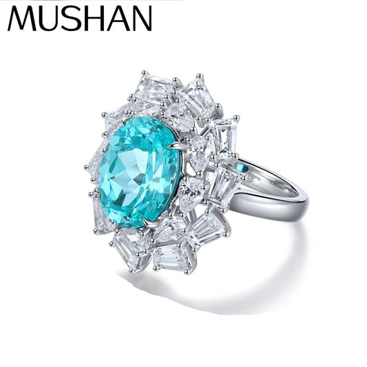 Bague MUSHAN personnalisée en argent sterling 925, bague de fiançailles princesse avec saphir bleu de laboratoire pour femme, bague classique plaquée or 18 carats