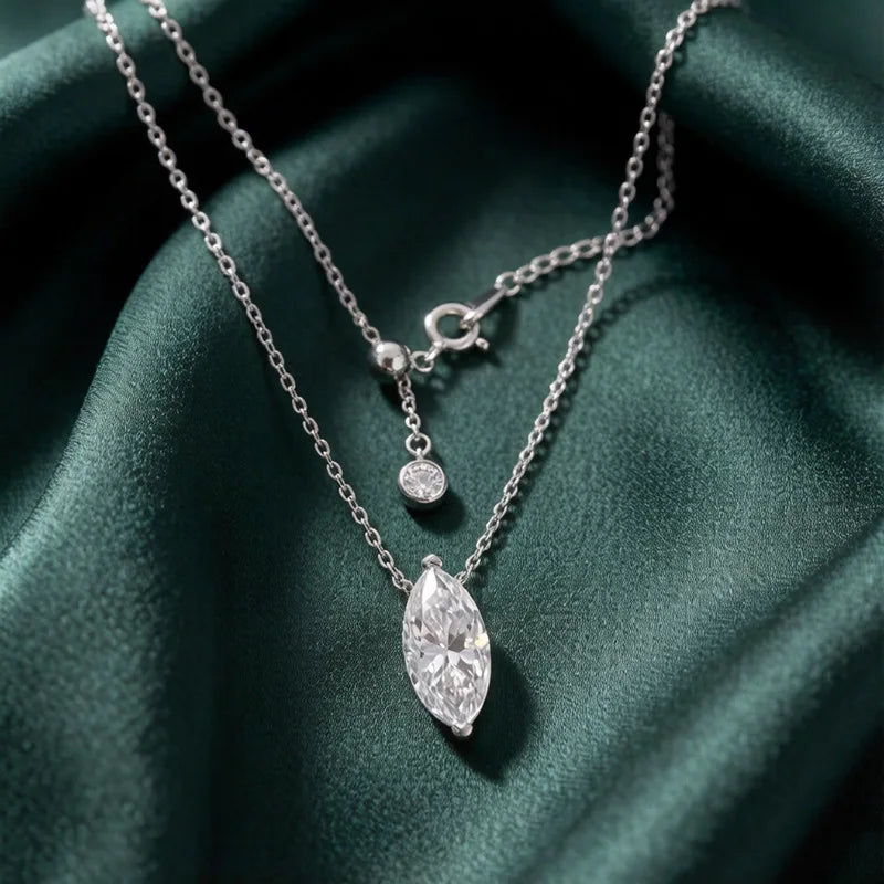 MuShan Luxury Jewelry 925 Sterling Silver Necklace 18IN Heart Moissanite Easter 18K Gold Plated for Her MST Patent 18INs