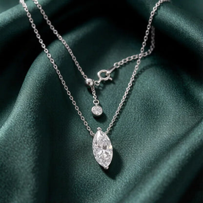 MuShan Luxury Jewelry 925 Sterling Silver Necklace 18IN Heart Moissanite Easter 18K Gold Plated for Her MST Patent 18INs
