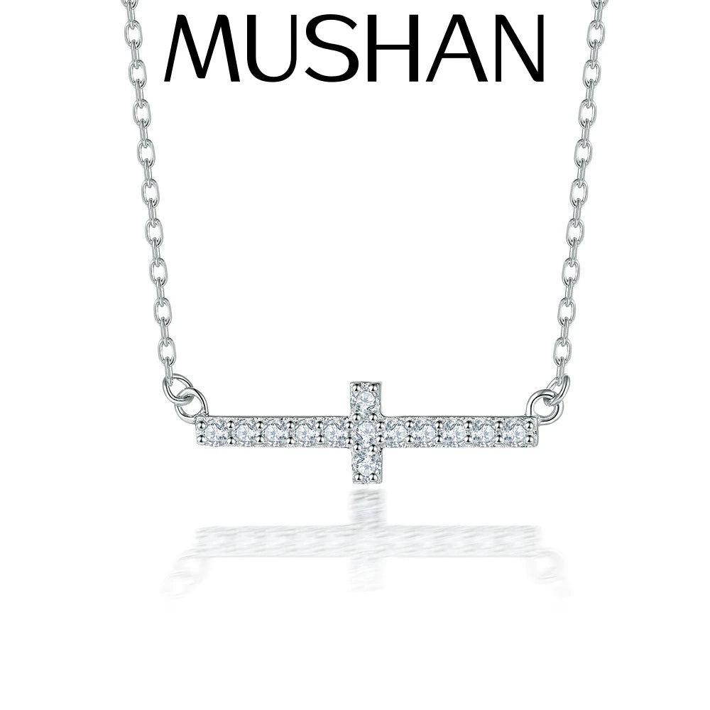 Collar de plata de ley 925 marca MuShan, colgante de joyería premium para dama, solitario de circonita 5A, chapado en oro de 18K, pieza de declaración
