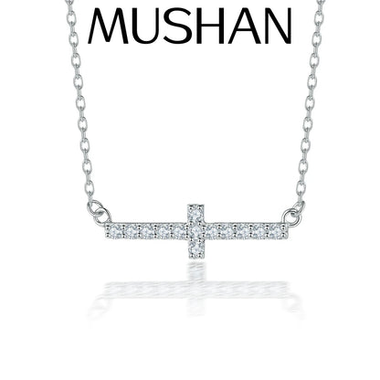 Collar de plata de ley 925 marca MuShan, colgante de joyería premium para dama, solitario de circonita 5A, chapado en oro de 18K, pieza de declaración