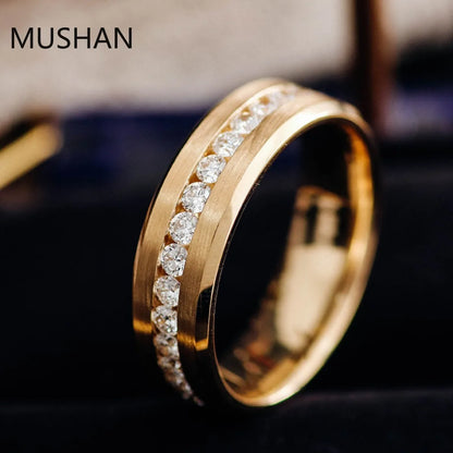MUSHAN Luxury Custom 14K 18K Gold Rings Band Jewelry With Moissanite Diamond Lab Grown Gemstones Diamond Wedding Ring For Women
