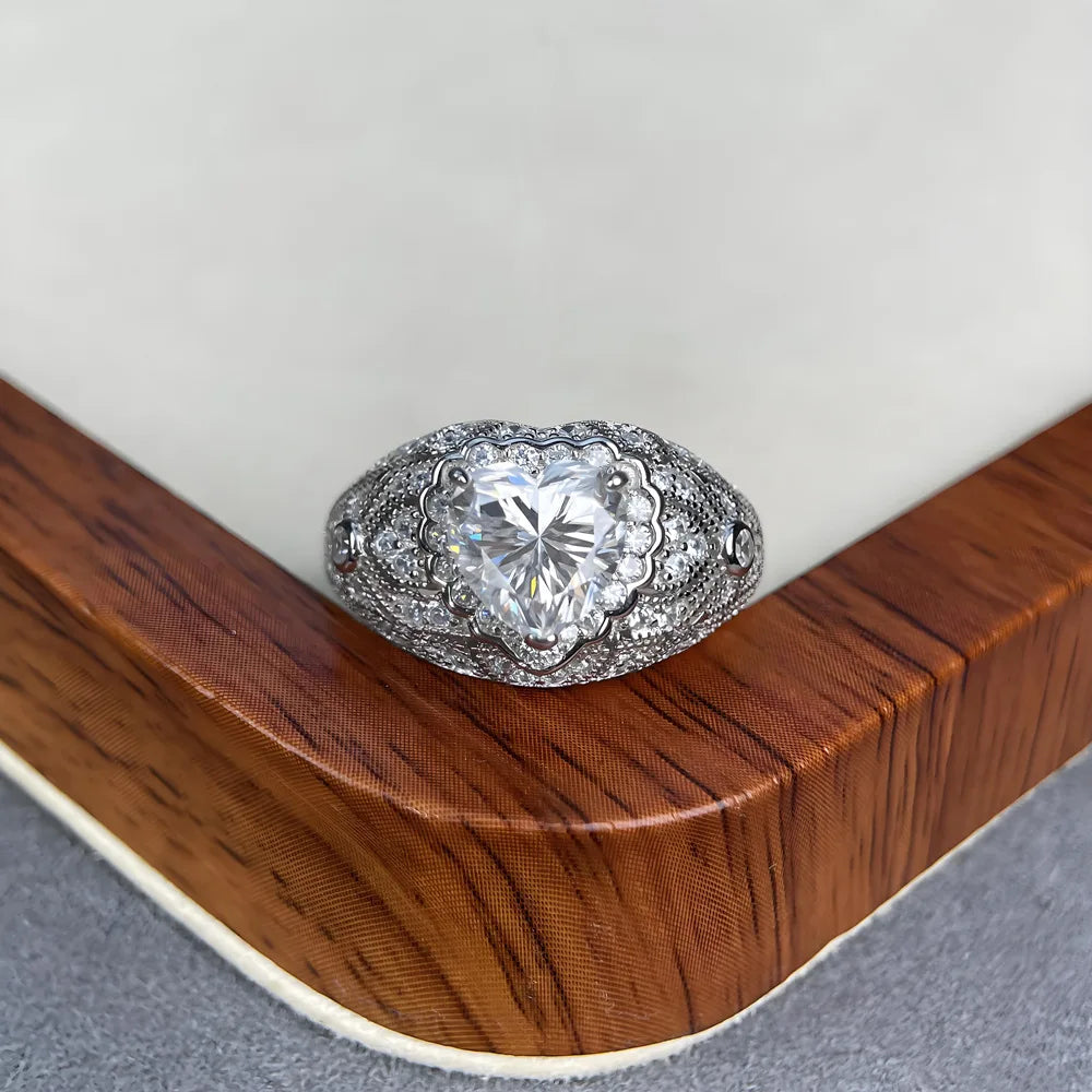 MuShan Brand Jewelry 925 Sterling Silver Ring VVS Moissanite Brilliant Ring for Women 18K Real Gold Plated MST Patent Fine Rings