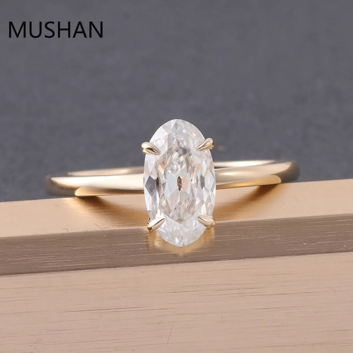 MUSHAN Luxury Custom 14K 18K Gold Rings Band Jewelry With Moissanite Diamond Lab Grown Gemstones Diamond Wedding Ring For Women