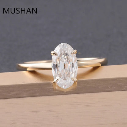MUSHAN Luxury Custom 14K 18K Gold Rings Band Jewelry With Moissanite Diamond Lab Grown Gemstones Diamond Wedding Ring For Women