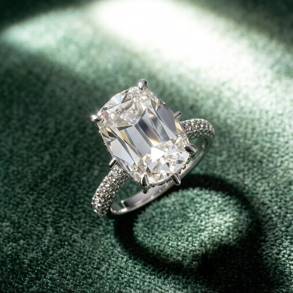 MUSHAN Luxury Jewelry 925 Sterling Silver Ring Band Women GRA Certificated Moissanite Diamond Emerald D Color Rings Fine Jewelry
