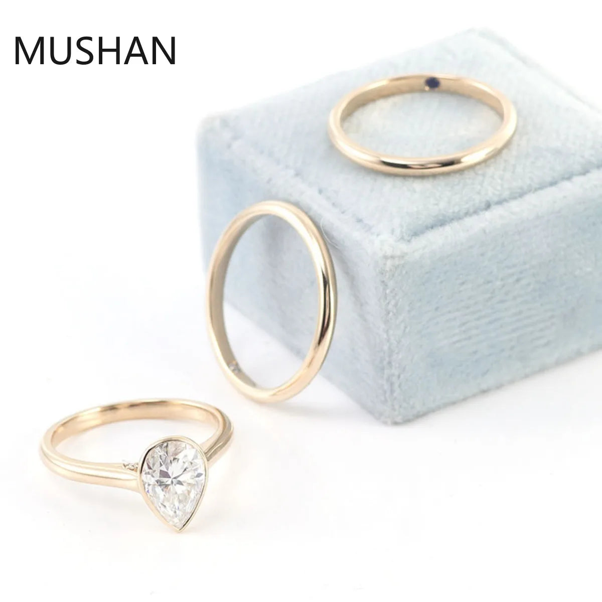 MUSHAN Luxury Custom 14K 18K Gold Rings Band Jewelry With Moissanite Diamond Lab Grown Gemstones Diamond Wedding Ring For Women