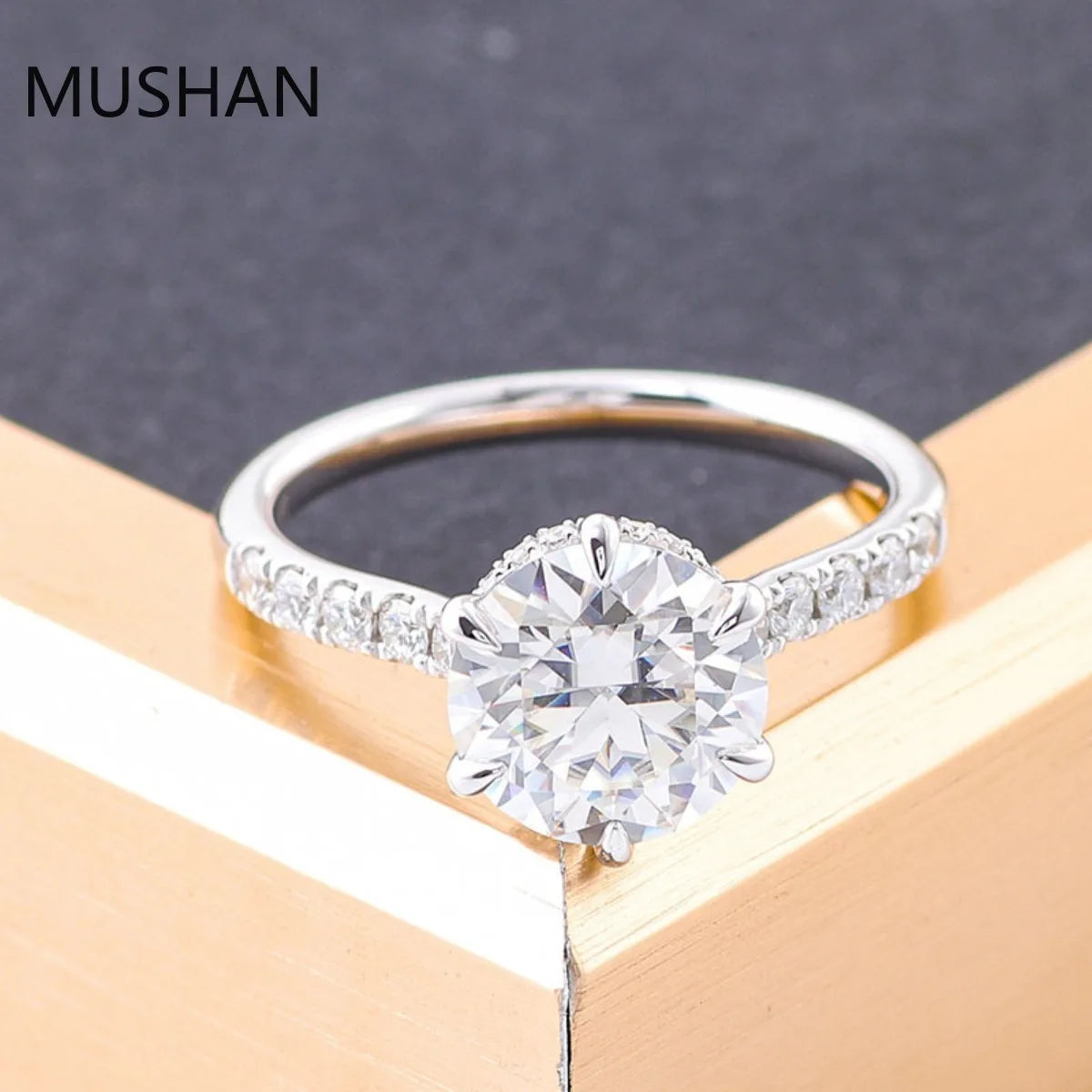 MUSHAN Luxury Custom 14K 18K Gold Rings Band Jewelry With Moissanite Diamond Lab Grown Gemstones Diamond Wedding Ring For Women