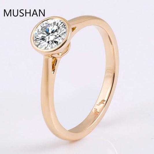 MUSHAN Luxury Custom 14K 18K Gold Rings Band Jewelry With Moissanite Diamond Lab Grown Gemstones Diamond Wedding Ring For Women