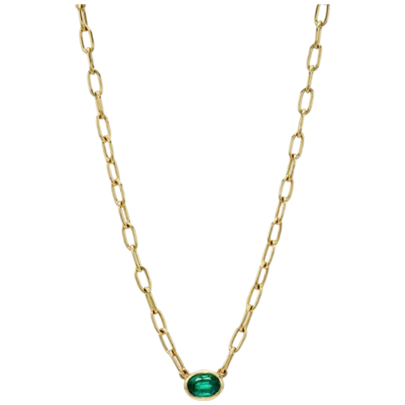 MUSHAN Bespoke Jewelry 925 Sterling Silver Chain Necklace Lab Grown Emerald Ruby Sapphire Gemstones Pendant Necklace for Women