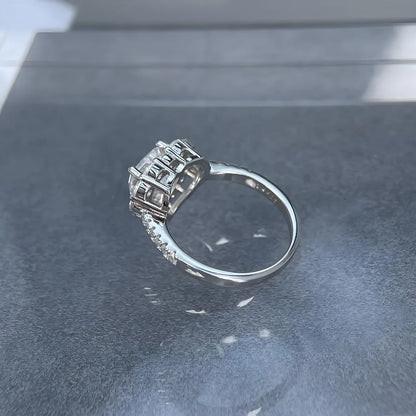 Bague MUSHAN Luxury Jewelry en argent sterling 925 pour femme, diamant moissanite taille émeraude certifié GRA, couleur D, bijou raffiné