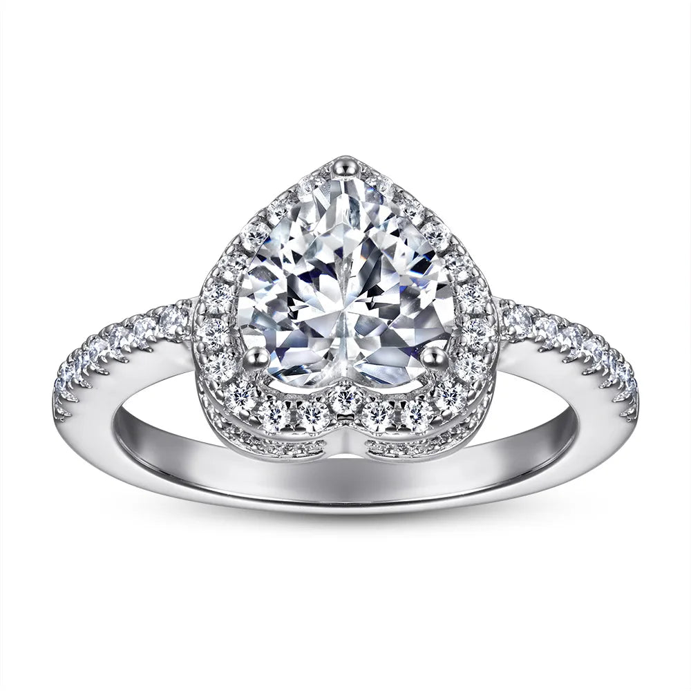MuShan Jewelry 925 Sterling Silver Rings Bands Engagement Ring 7A Cubic Zirconia  Women Anniversary Sparkle  Women Gift