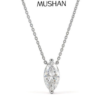 MuShan Luxury Jewelry 925 Sterling Silver Necklace 18IN Heart Moissanite Easter 18K Gold Plated for Her MST Patent 18INs