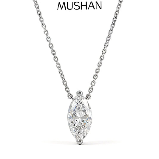 MuShan Luxury Jewelry 925 Sterling Silver Necklace 18IN Heart Moissanite Easter 18K Gold Plated for Her MST Patent 18INs