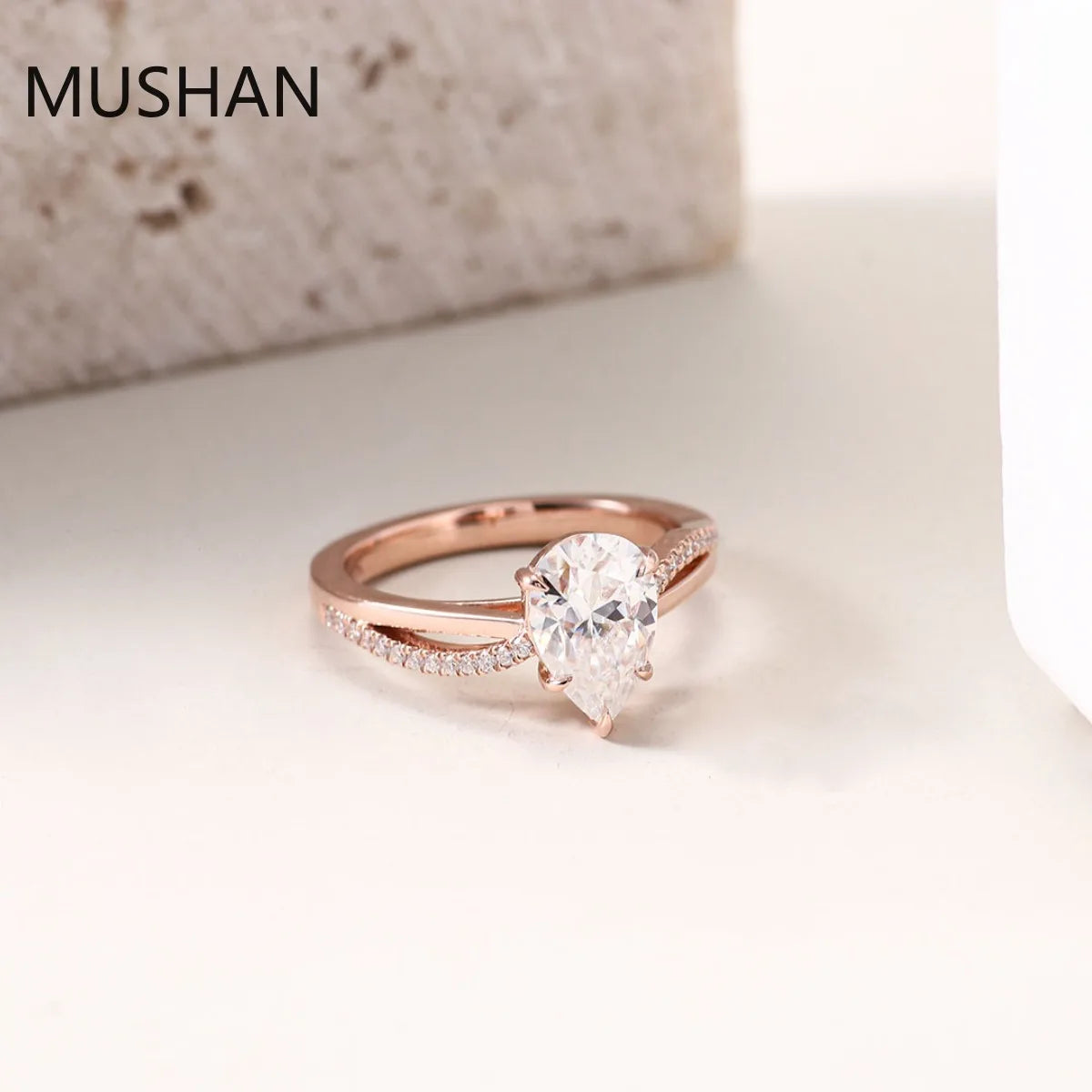 MUSHAN Luxury Custom 14K 18K Gold Rings Band Jewelry With Moissanite Diamond Lab Grown Gemstones Diamond Wedding Ring For Women