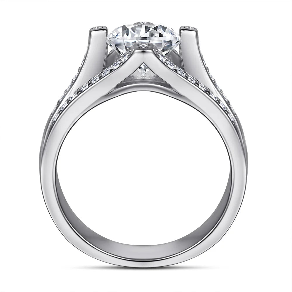 Anillo de plata de ley 925 con circonita de grado 7A de MuShan Luxury Jewelry, radiante para el día, ideal para esposa, joyería fina chapada en oro real.