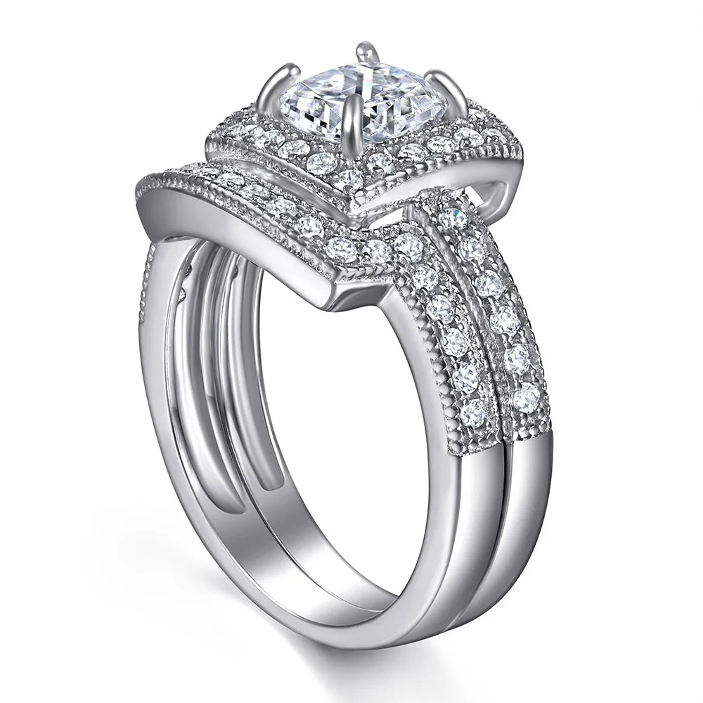 MuShan Jewelry 925 Sterling Silver Promise Engagement Ring 7A Cubic Zirconia  Women Valentine Anniversary  Women Gift