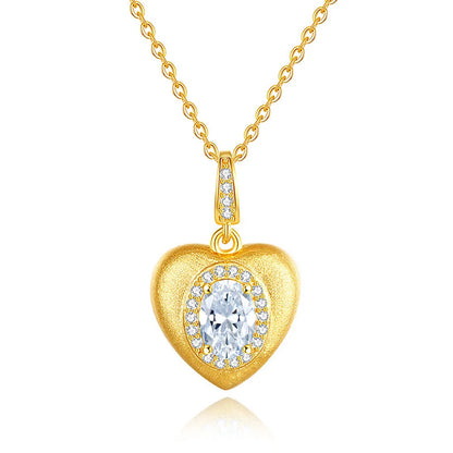 MuShan Luxury Jewelry 925 Sterling Silver Pendant Necklace 1CT Moissanite Birthday Girls Gold Vermeil MST Patent Rope Chain