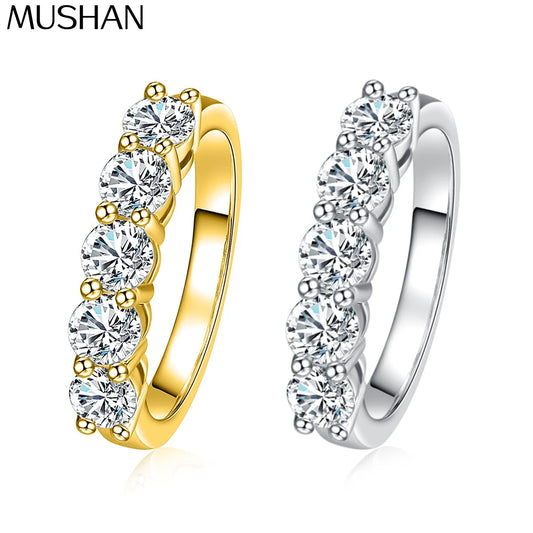 MuShan Designer Jewelry 925 Sterling Silver Ring Moissanite Diamond Party Ring for Lover 18K Gold Plated MST Patent Jewellery